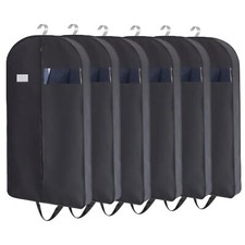 6 Pack 43 Inch Garment Bags Men's Suit Bags for Hanging Clothes Coats Jackets