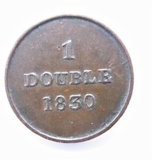 GUERNESEY  1 DOUBLE  1830  / SNIFF'S  ANCIENT COINS T-3