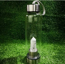 1pc Natural howlite Quartz obelisk Glass Energy Water Bottle random healing