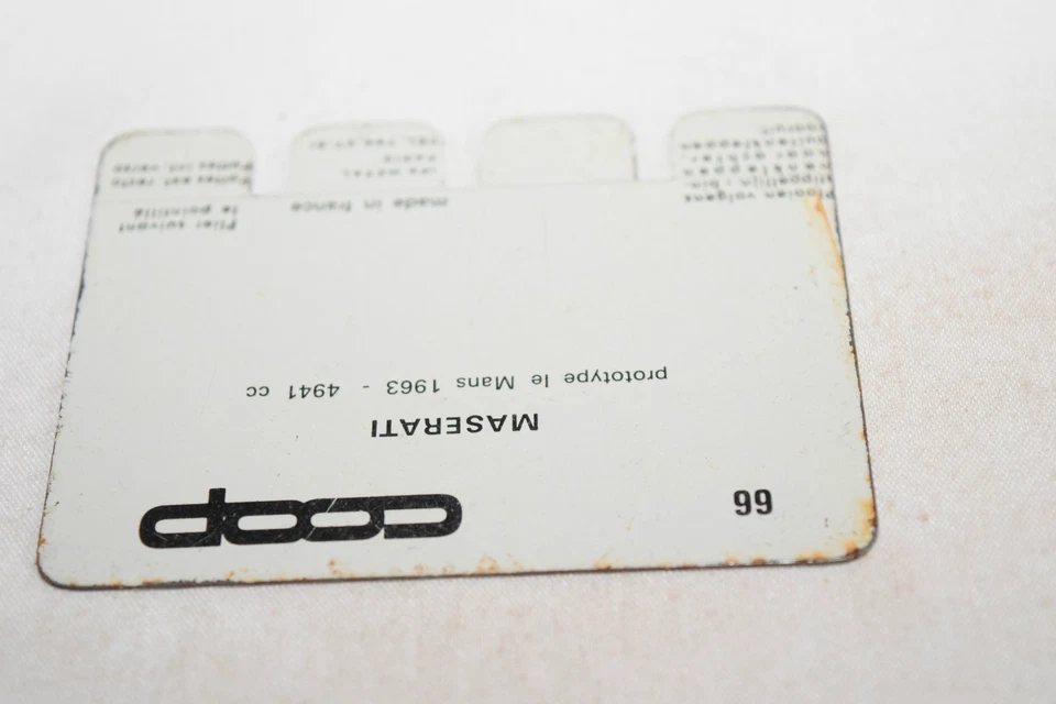 COOP METAL CARD PLATE 66 MASERATI PROTOTYPE LE MANS - Image 2 of 2