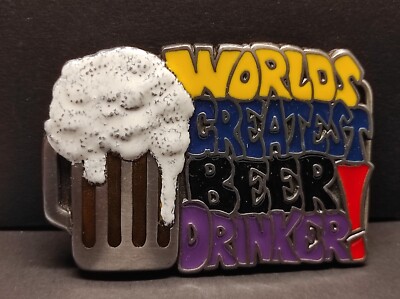 Buckle/Gürtelschnalle GREATEST BEER DRINKER (Vintage von 1996) von C+J USA Zinn