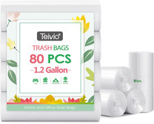 1.2 Gallon 80 Counts Strong Trash Bags Garbage Bags, Bathroom Trash Can Bin