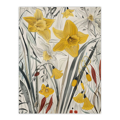 Daffodils Floral Artwork Spring Wildflowers Wall Art Poster Print