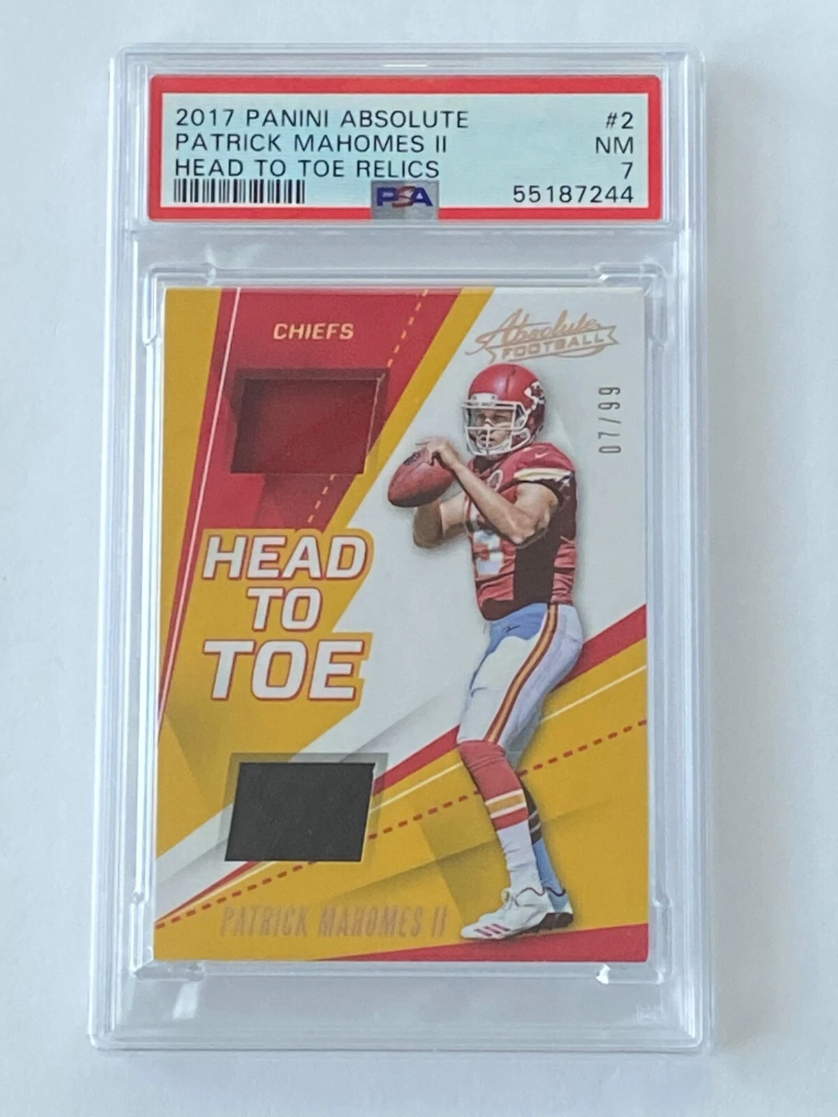 Patrick Mahomes Panini Absolute Head to Toe Relics #2 Base