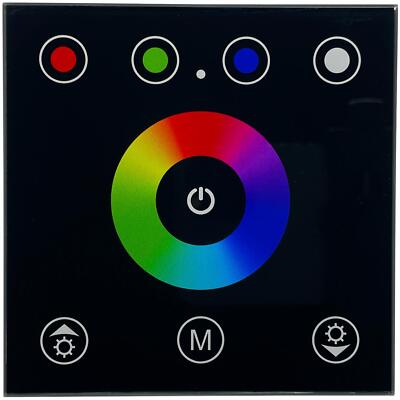 RGBW LED Wand Touch Panel Controller 12...24V 384W Glas Design Optik 5-Pin; RGB+