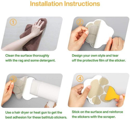 12 PCS Bathtub Anti-Slip Dog Paw Footprint Stickers with 1 Scraper, Non-Slip ... - Picture 5 of 6