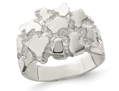 Herren Strukturierter Nugget Ring in Sterlingsilber