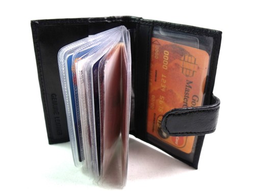 Hombre Mujer Alta Calidad Super Soft Real Cuero Negro Crédito Tarjetero Cartera - Imagen 11 de 12