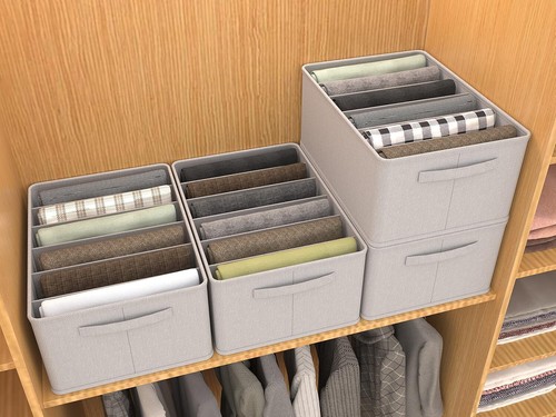 3 Pezzi Organizer Armadio Cassettiera per Jeans Organizer per cassetti impilabil - Foto 6 di 7