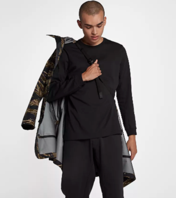 Men's NikeLab Essentials Tiger Camo Parka Jacket Green Black Small