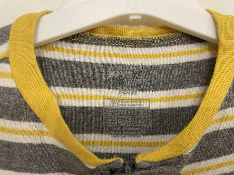Camión de volteo Carter's Baby Boys amarillo a rayas 100 % algodón 1 pieza pijamas gris 18 M Foto 2 de 4