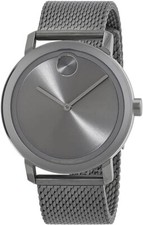 MOVADO BOLD EVOLUTION 3600902 GREY DIAL STAINLESS STEEL MESH BAND MENS WATCH