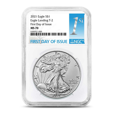 #ad #ad 2021 American Silver Eagle Landing T 2 First Day of Issue NGC MS70 $89.00