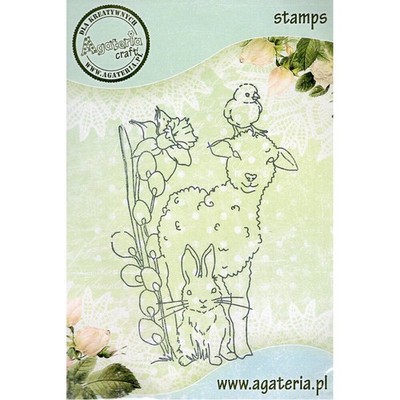 AGATERIA - Transparent Stempel Motivstempel Clear Stamp - Lamm mit Kätzchen