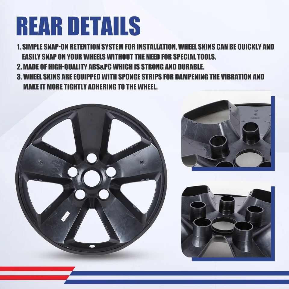 4PCS 20'' Hub caps Wheel Skins For 2013-2018 Ram 1500 2019-2023 Ram 1500 Classic - Image 4 of 4