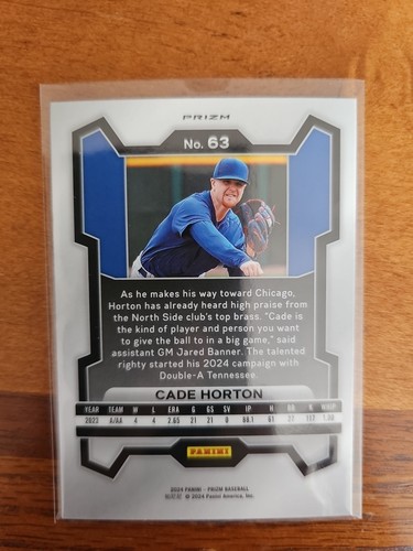 2024 Panini Prizm - Cade Horton #63 Blue Ice Prizm (RC) - Picture 2 of 2