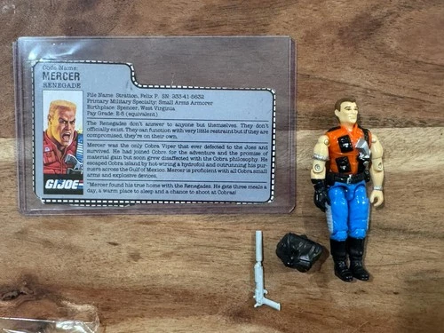 Vintage 1987 G.I. Joe Mercer w/ File Card 100% Complete MINT PAINT - Must See