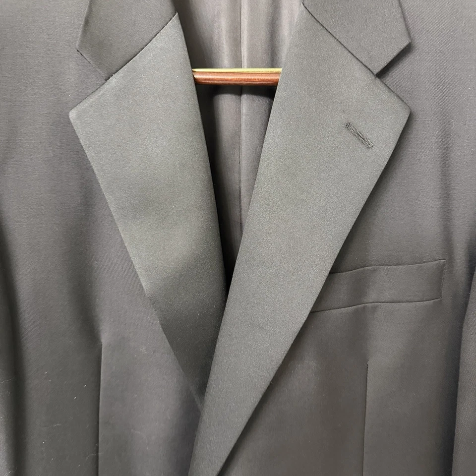 Hickey Freeman Loro Piana Tuxedo 44L Black 1-Button Suit Jacket & Pleated Pants - Image 3 of 4