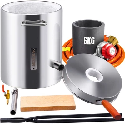 VEVOR 6kg Four de Fusion Four à Propane Fonderie Creuset en Graphite 1482℃ Métal - Photo 1/4