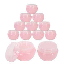 12 Pieces 10G/10ML Round Pink Cosmetic Sample Container Jars with Inner Liner