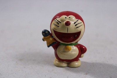Vintage Doraemon Figure Fuji TV Shin Ei Animation Japan Red w Hand Puppet