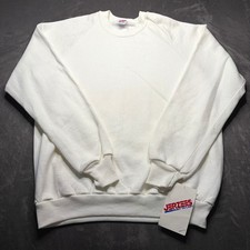 Vintage 90s Jerzees Sweatshirt Mens Sz XL Blank White Crewneck USA Deadstock NWT