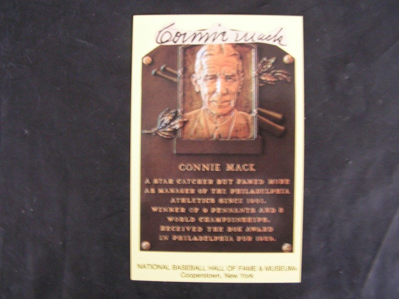 Connie Mack Signed Hall of Fame Postcard Cut Mint Phil. Athletics 3731 Wins