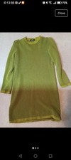 Quirky 60s Style Knitted Cotton Jumper Dress Green Size 12 VGC