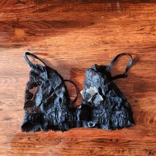 Vintage Frederick's Of Hollywood Black Floral Lace Bra Small Sheer