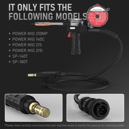 150A Spool Gun 10FT Cable Fits Select Lincoln Welder for Aluminum MIG Welding - Picture 2 of 6