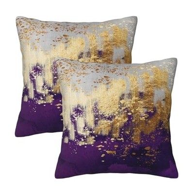 2 Pack Purple and Gold Abstract Art 18'' x 18'' (Pack of 2) Gradient-purple-gold