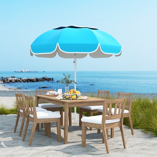 Outsunny Beach Umbrella, Blue, Refurbished - Picture 9 of 11