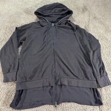 AllSaints Hoodie Womans Large Gray Petra Hoody Sweat Full Zip High Low Fleece