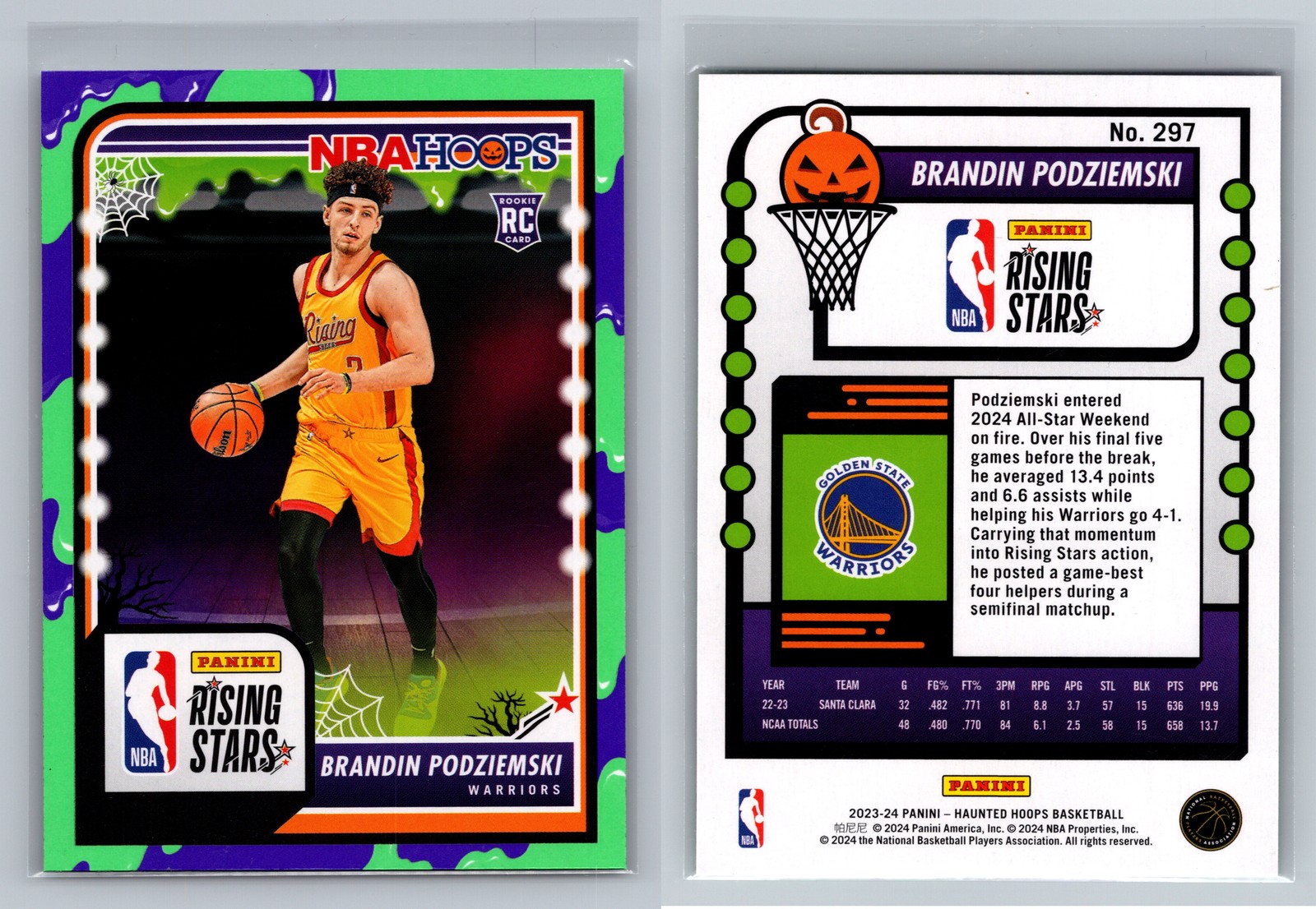 2023-24 Hoops Haunted Hoops #297 Brandin Podziemski Slime