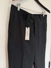 NWT Versace Men's Pinstripe Dress Pants in Black / Charcoal Gray, Size EU50/US34