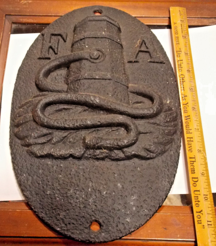 Antique Original Cast Iron Large Fire Association Building Plaque