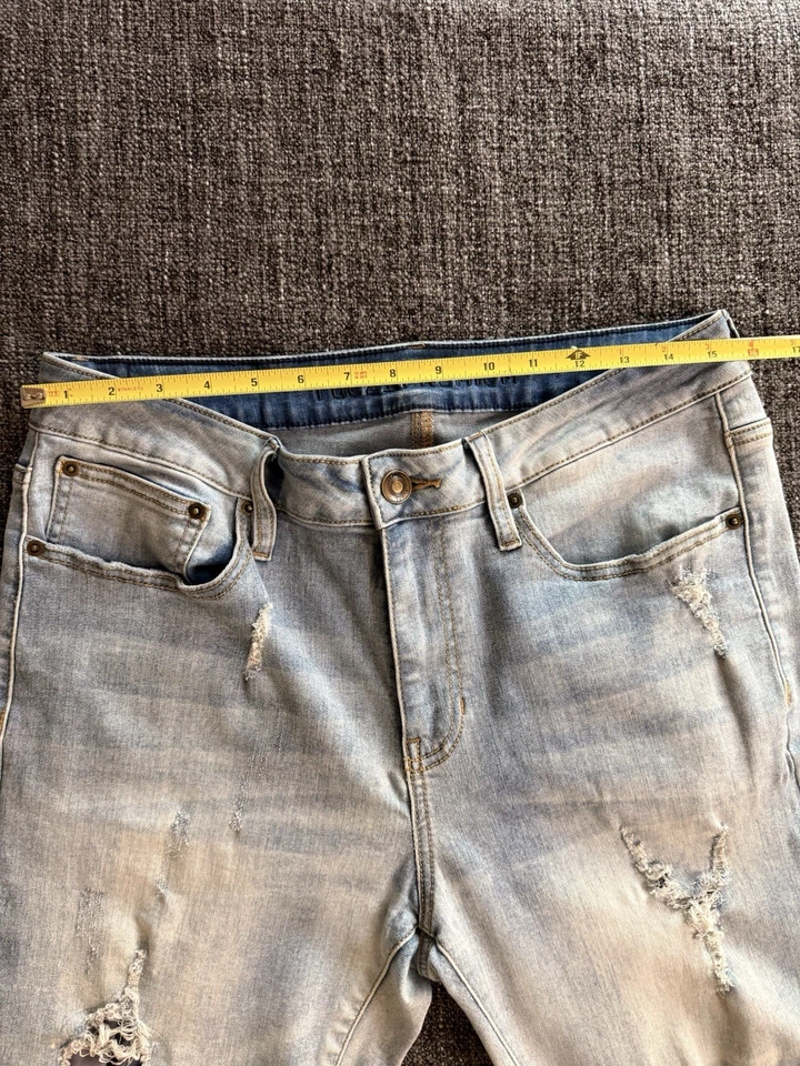 Pantalones de mezclilla Rue 21 Premium ajustados Supreme Flex desgastados, lavados ligeros para hombre 32X30 Foto 3 de 4