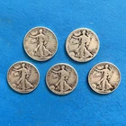 Lot of 5 WALKING LIBERTY HALF DOLLARS - 1936, 1941-1944