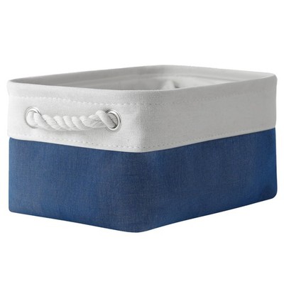 1 PCS 12x8x5.2 Inch White & Jean Blue Fabric Storage Bin Closet Cube