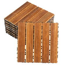 27pcs Wood Interlocking Deck Tiles 12"x12" Waterproof Flooring Tiles Outdoor