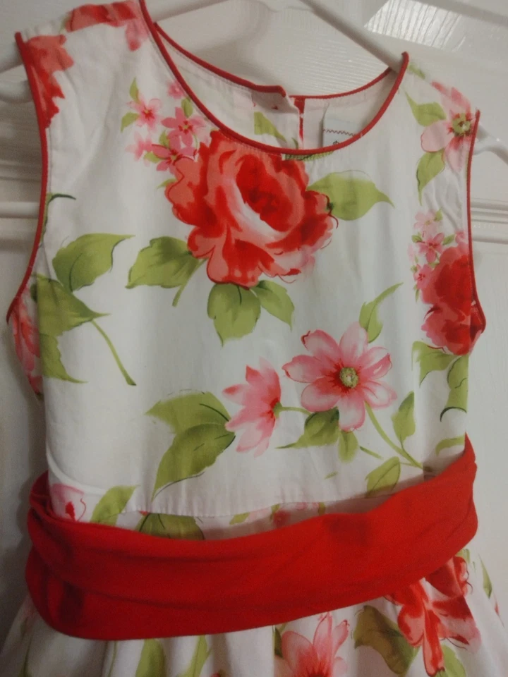 Vestido Floral Polly & Friends Vintage, Rosas, Lazos en Lazo en la Espalda Niña Talla 6 Foto 2 de 3