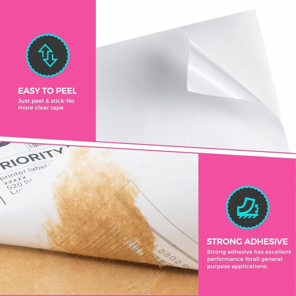 8.5x11" Printable Sticker Paper Glossy For Inkjet Laser Waterproof self-adhesive - Image 4 of 4