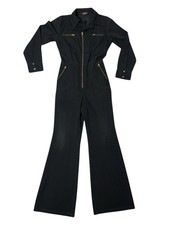Vintage 70 s Women s Male Brand Flared Zip up Mechanics Jumpsuit Black Size 7/8