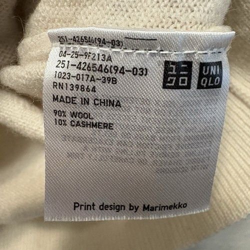 Suéter con Capucha Marimekko x Uniqlo Marfil Negro Lana Mezcla Cachemira, Talla L - Imagen 6 de 9