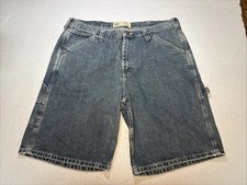 VTG Lee Dungarees Carpenter Shorts Sz 40L Retro Stone Blue Denim Y2K