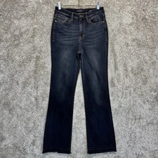 Judy Blue Jeans Women 7/28 Black Slim Bootcut High Rise Stretch Raw Released Hem