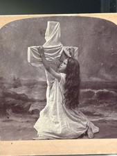 Antique Griffith Stereocard 2052 "Simply To Thy Cross I Cling" ~ Young Girl