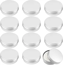 Tins 12 Pack, 2 Ounce Salve Tins with Lids, Small Metal Aluminum Tin Jar Refilla