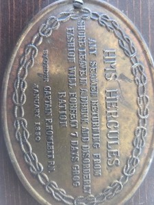 1850 HMS Hercules Ship Plaque For Drunk Or Disorderly Seamen