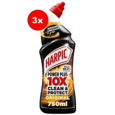 3 x Harpic Power Plus Max Disinfectant Toilet Cleaner Limescale Removal 750ml 5.68 per litre